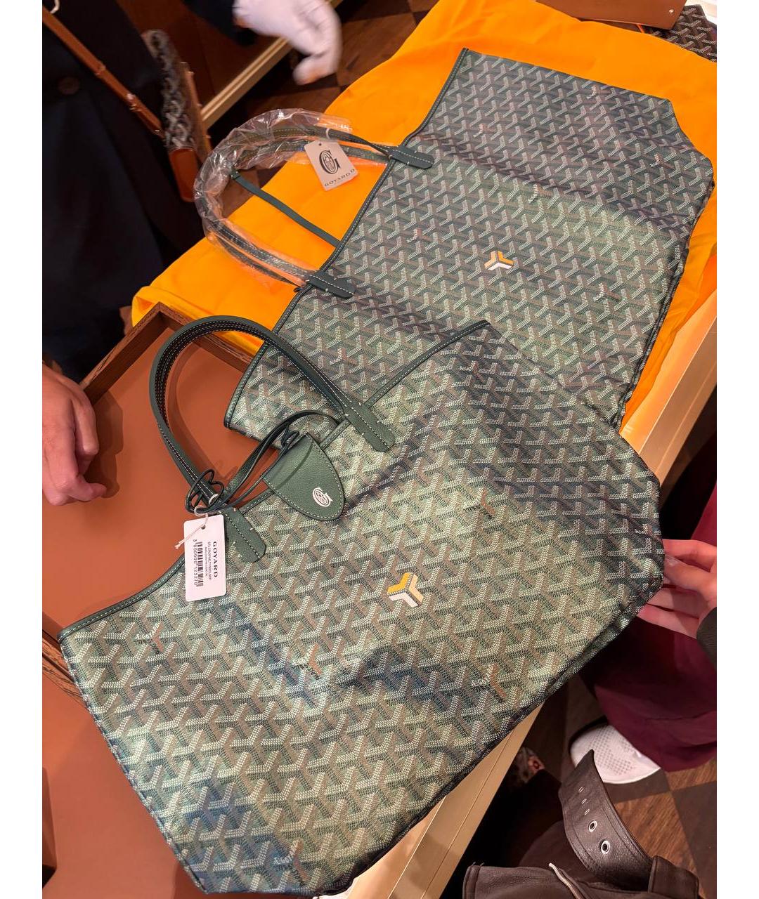 GOYARD Зеленая кожаная сумка тоут, фото 2