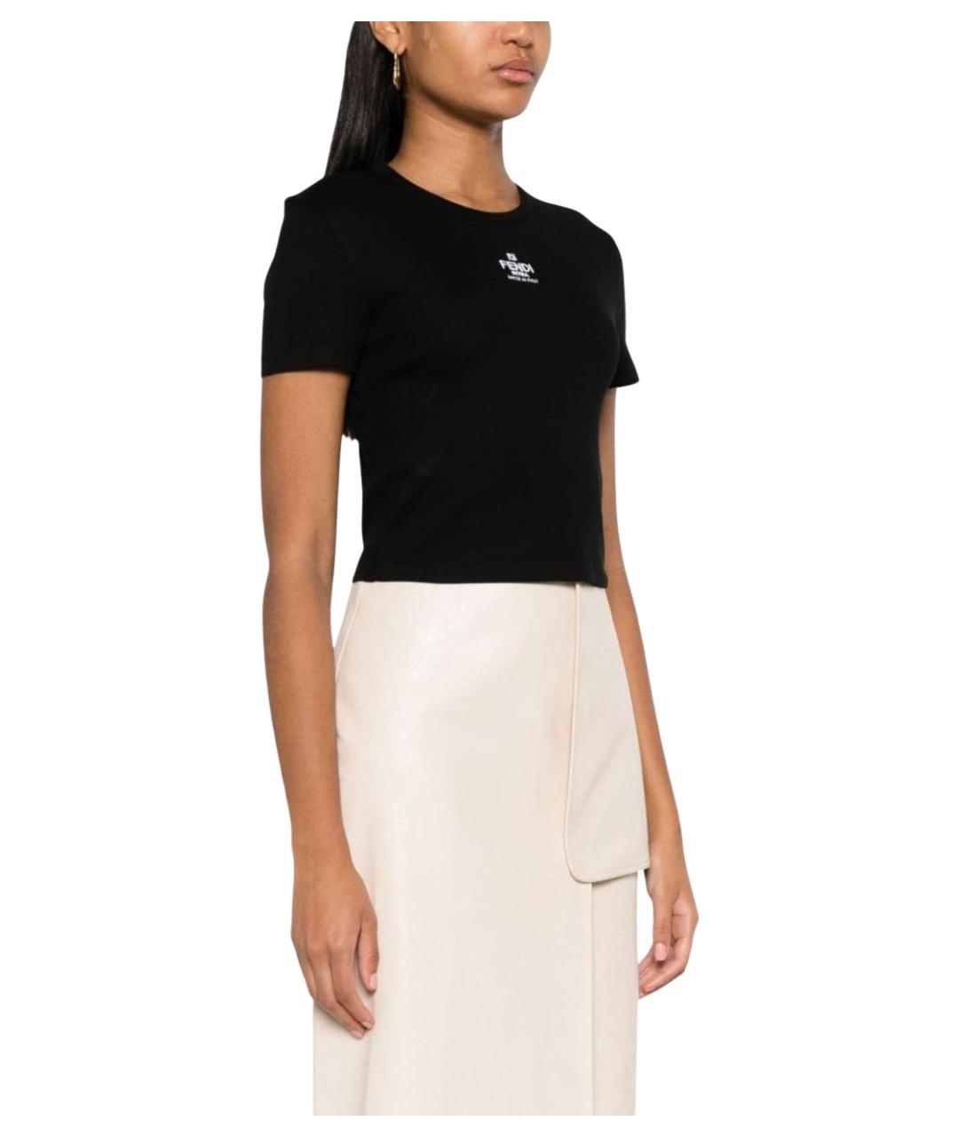 FENDI Черная хлопковая футболка, фото 2
