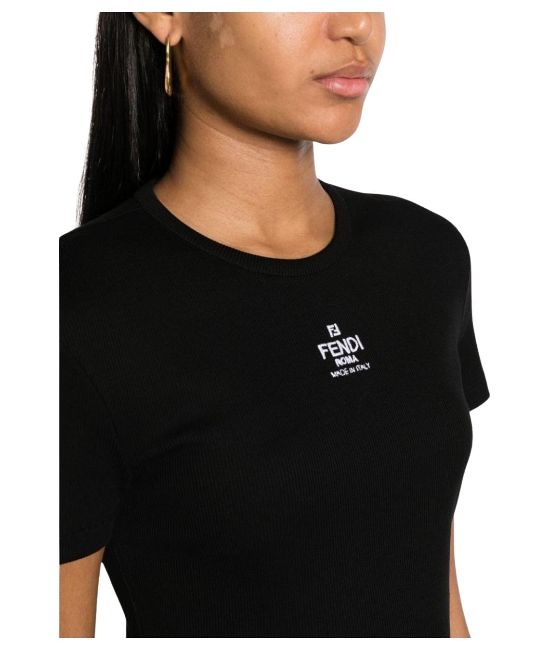 FENDI Черная хлопковая футболка, фото 3
