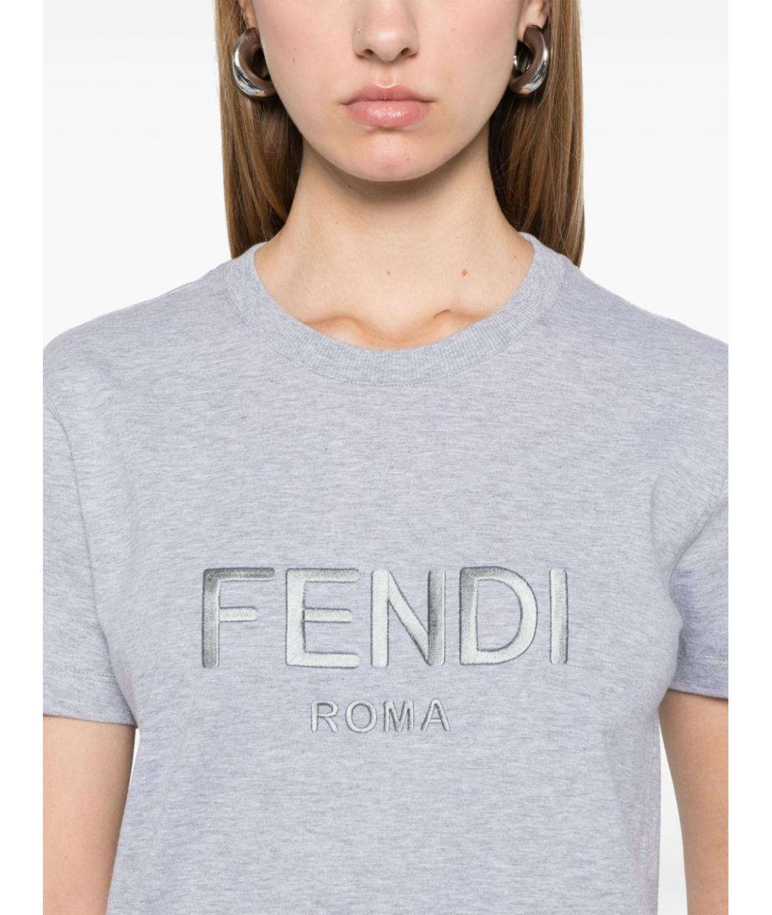 FENDI Серая хлопковая футболка, фото 5