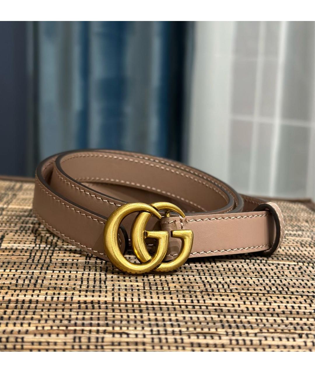 GUCCI Бежевый кожаный ремень, фото 2