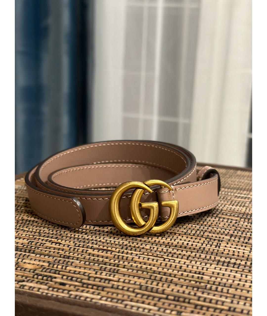 GUCCI Бежевый кожаный ремень, фото 7