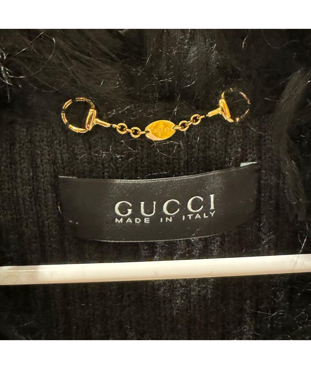 GUCCI Черный меховой жилет, фото 3