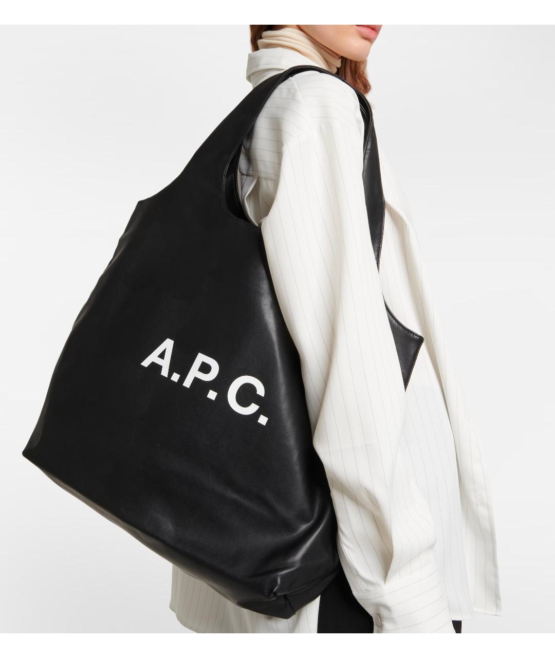 A.P.C. Черная сумка тоут из искусственной кожи, фото 4