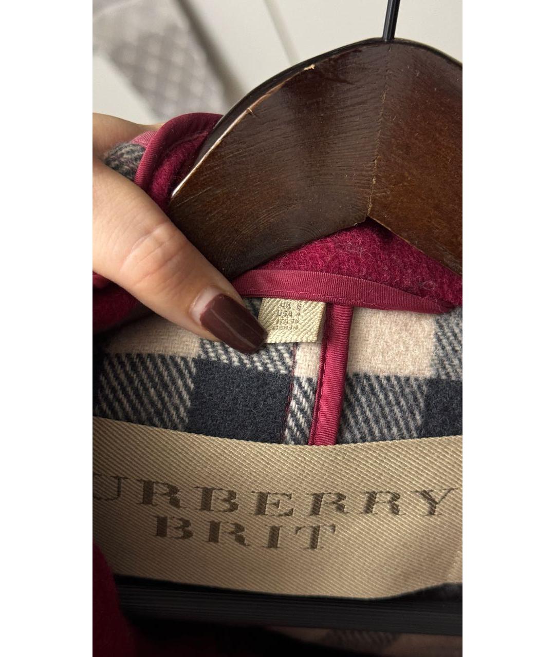 BURBERRY Бордовое шерстяное пальто, фото 6