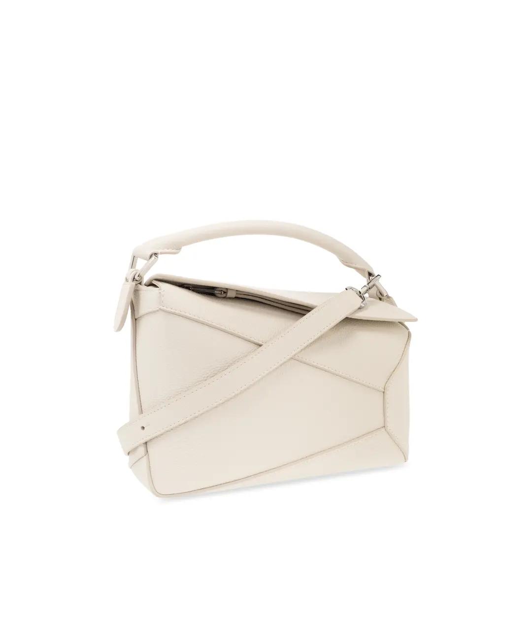 LOEWE Бежевая кожаная сумка с короткими ручками, фото 2