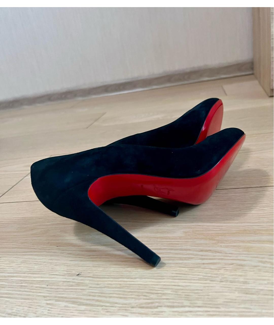 CHRISTIAN LOUBOUTIN Черные замшевые туфли, фото 7