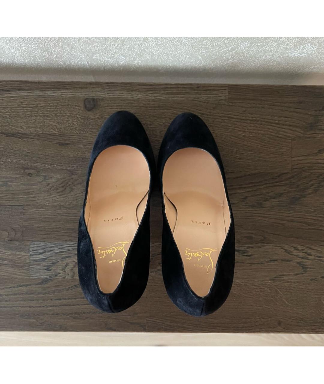 CHRISTIAN LOUBOUTIN Черные замшевые туфли, фото 3