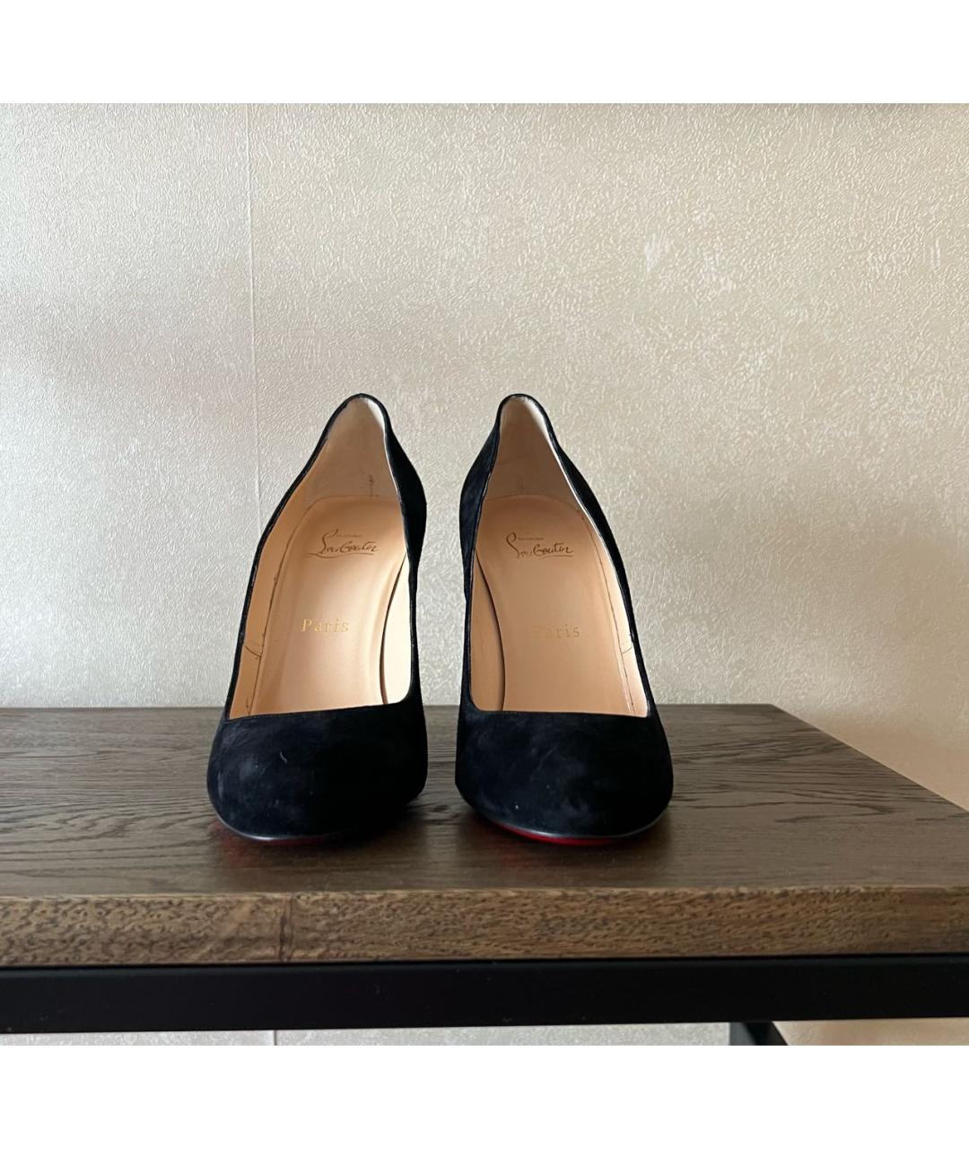 CHRISTIAN LOUBOUTIN Черные замшевые туфли, фото 2