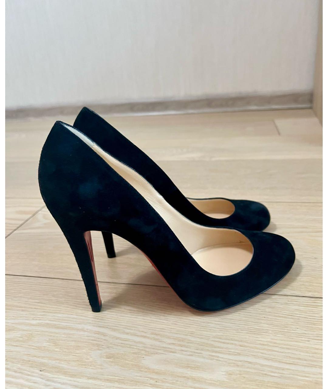 CHRISTIAN LOUBOUTIN Черные замшевые туфли, фото 8