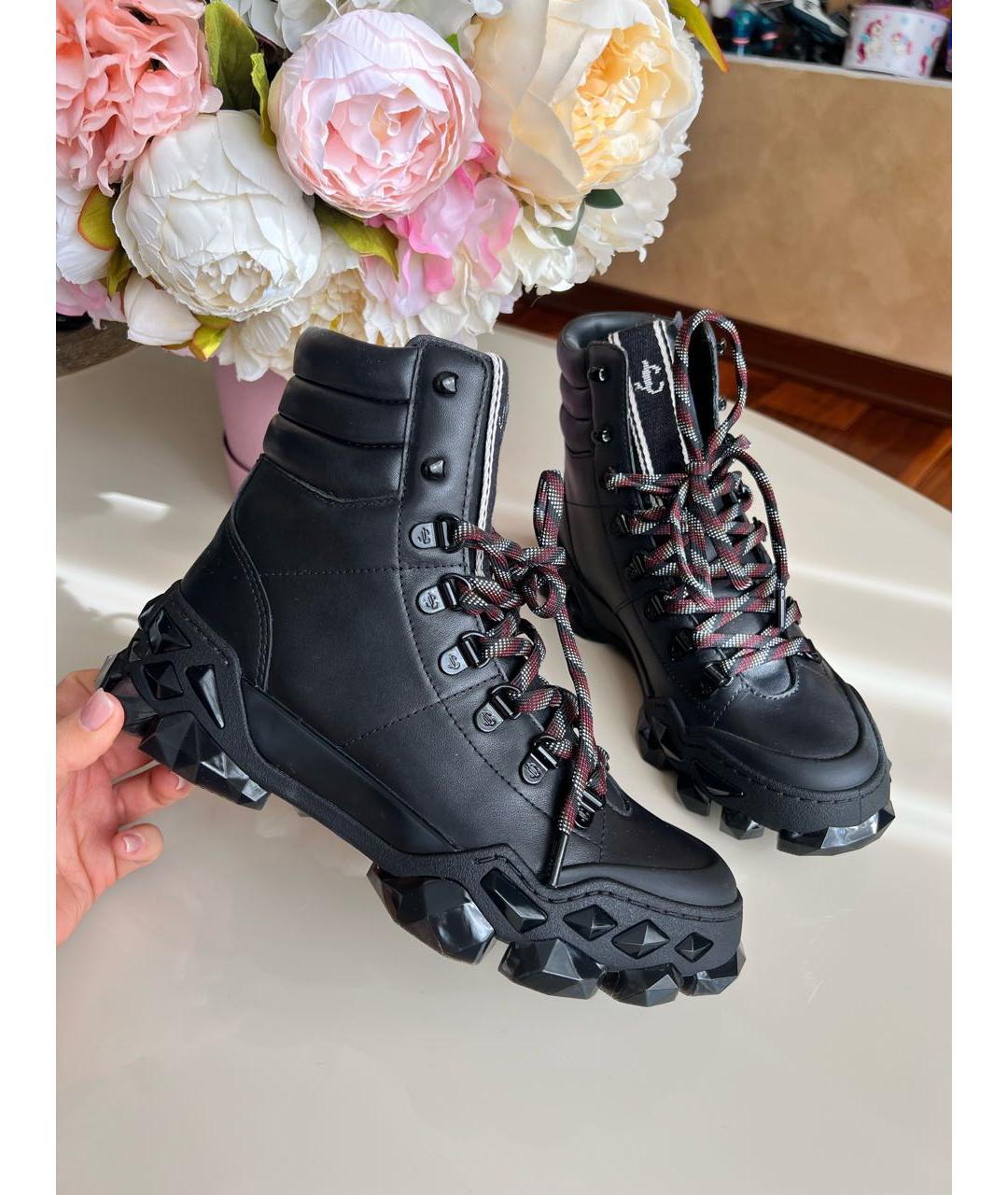 JIMMY CHOO Черные кожаные ботинки, фото 2