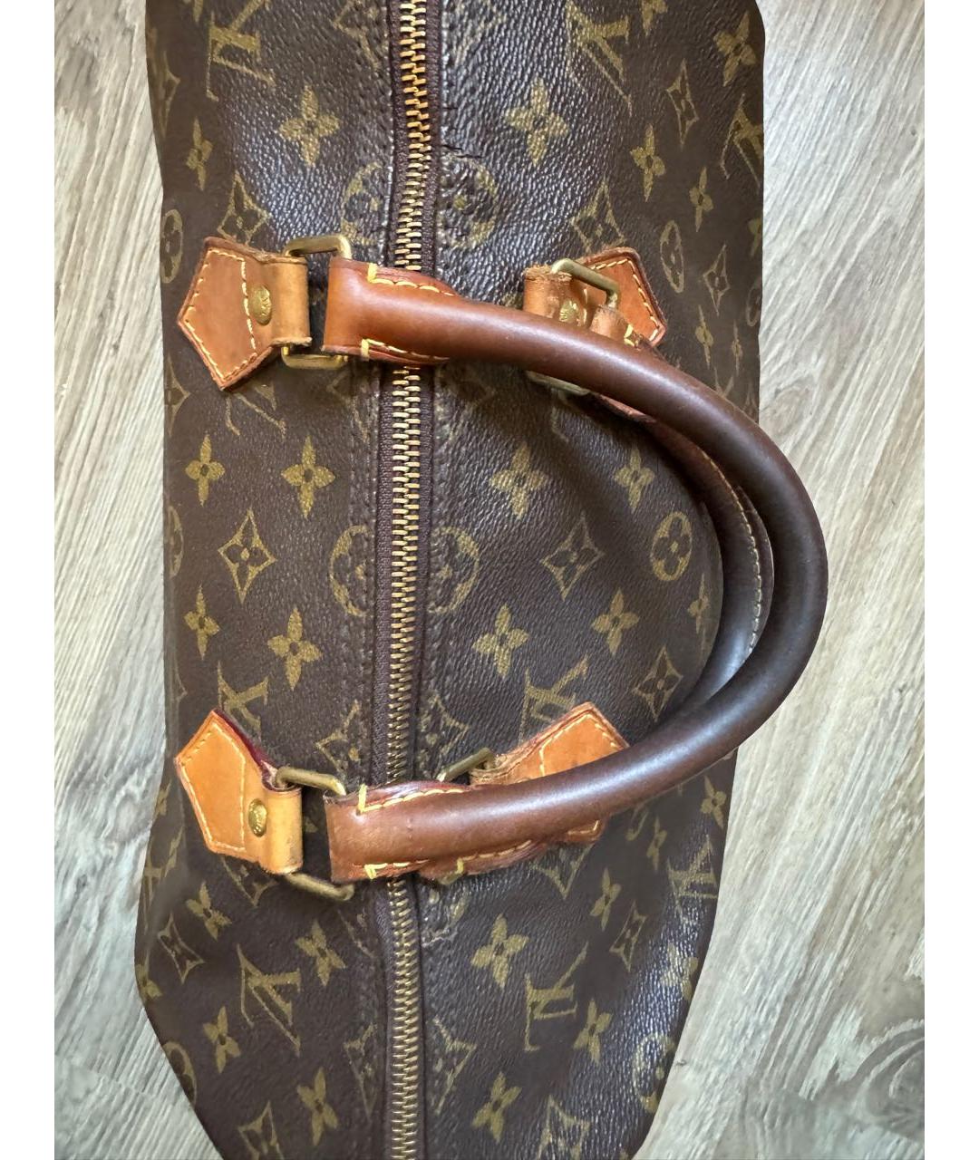 LOUIS VUITTON Коричневая кожаная сумка с короткими ручками, фото 5