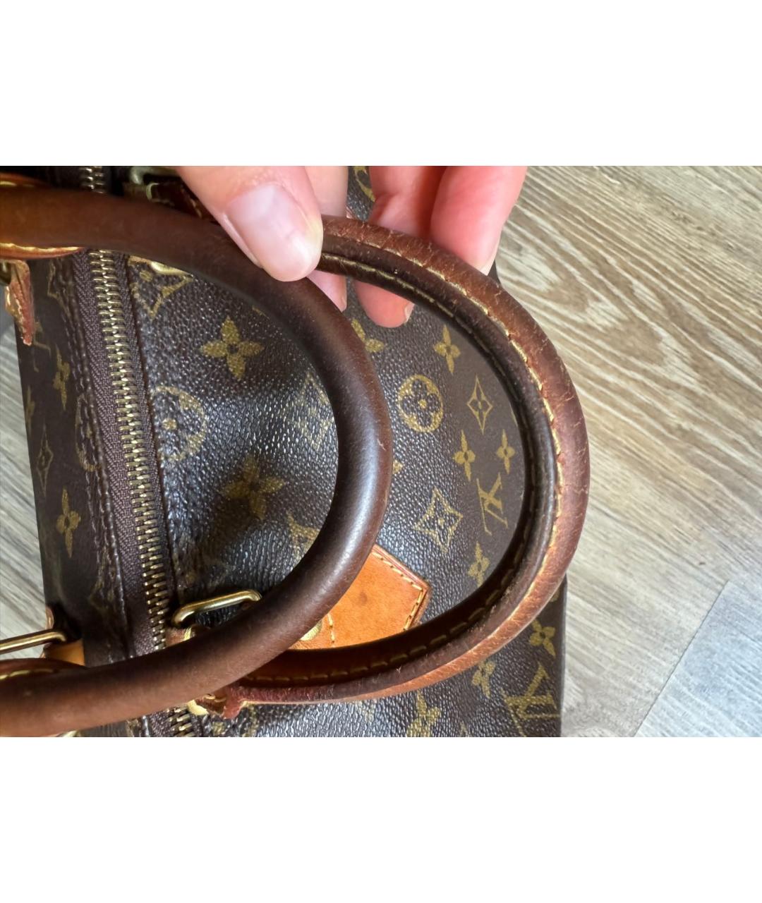 LOUIS VUITTON Коричневая кожаная сумка с короткими ручками, фото 8