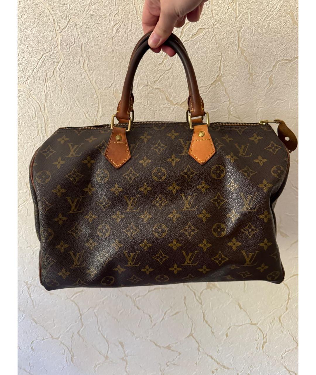 LOUIS VUITTON Коричневая кожаная сумка с короткими ручками, фото 2