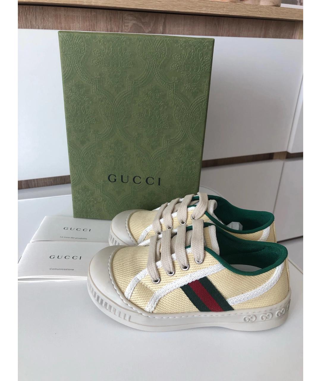 GUCCI Желтые текстильные кеды, фото 4