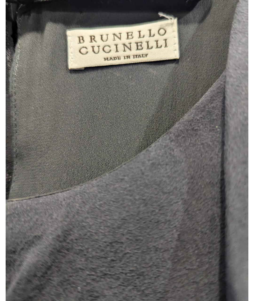 BRUNELLO CUCINELLI Антрацитовое шелковое повседневное платье, фото 3