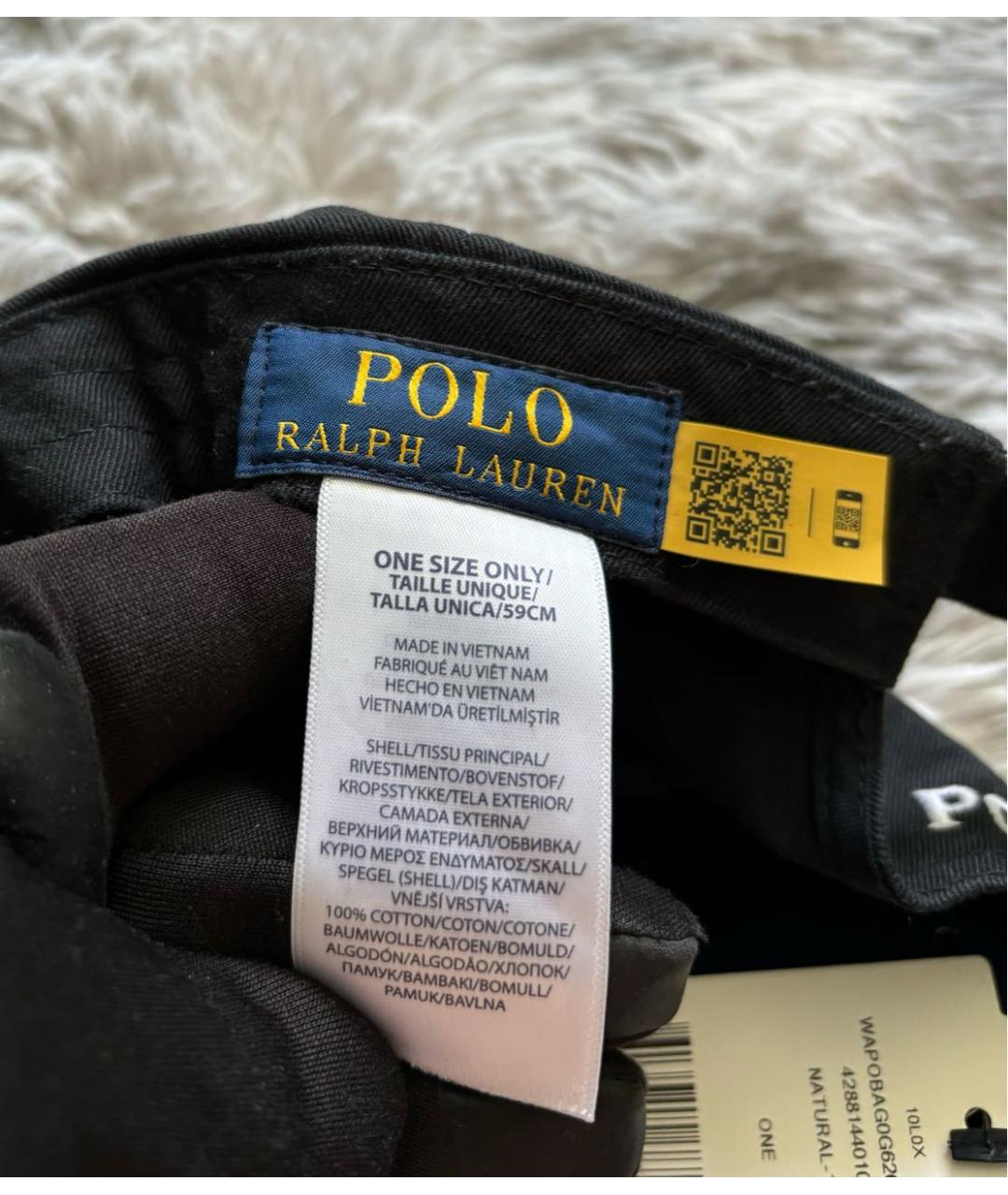 POLO RALPH LAUREN Черная хлопковая кепка/бейсболка, фото 4