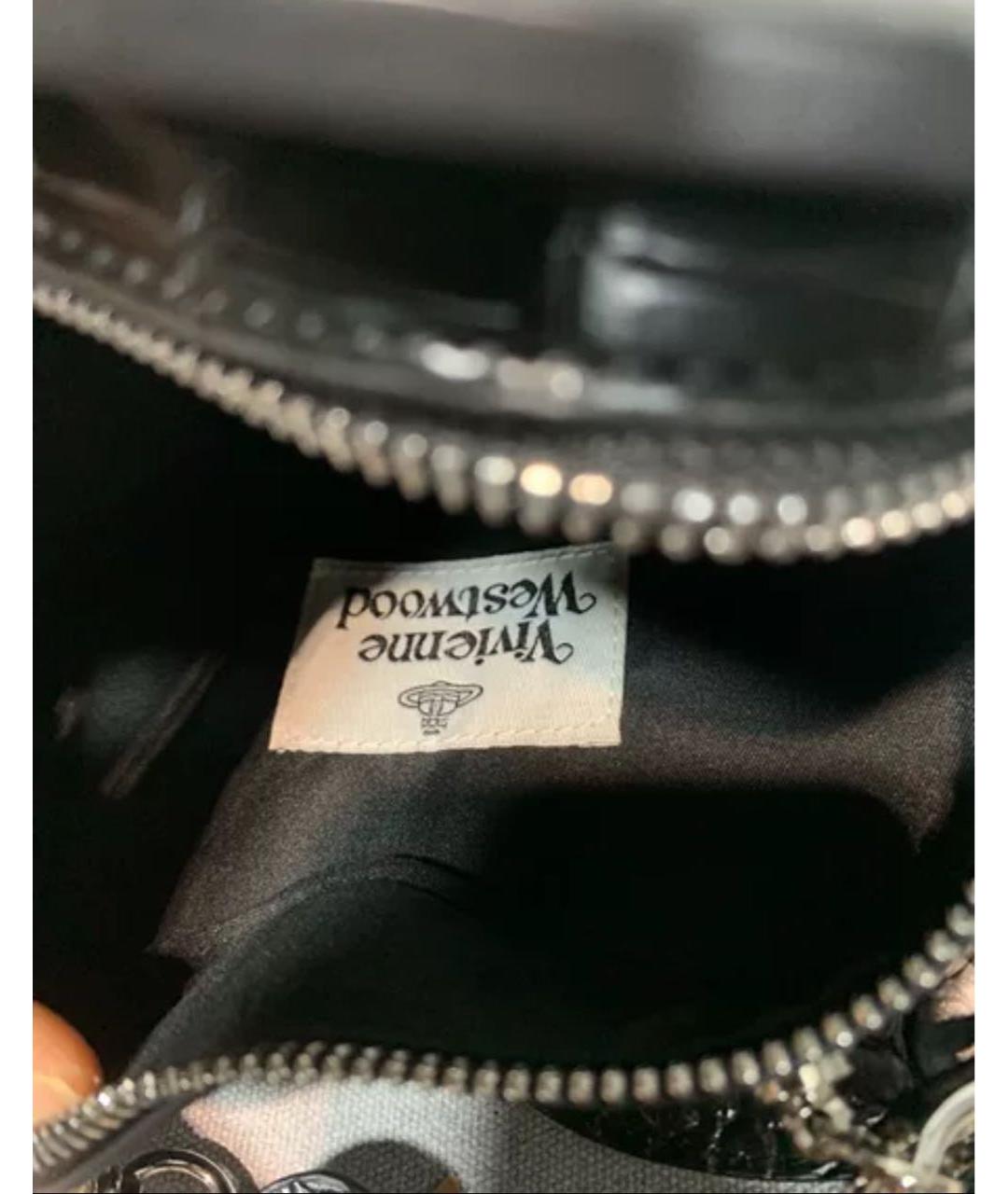 VIVIENNE WESTWOOD Черная сумка через плечо из лакированной кожи, фото 5