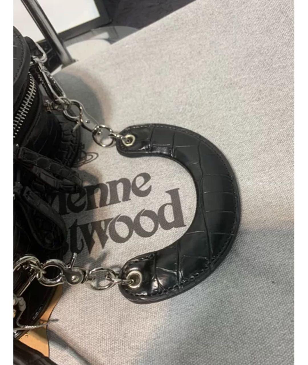 VIVIENNE WESTWOOD Черная сумка через плечо из лакированной кожи, фото 4