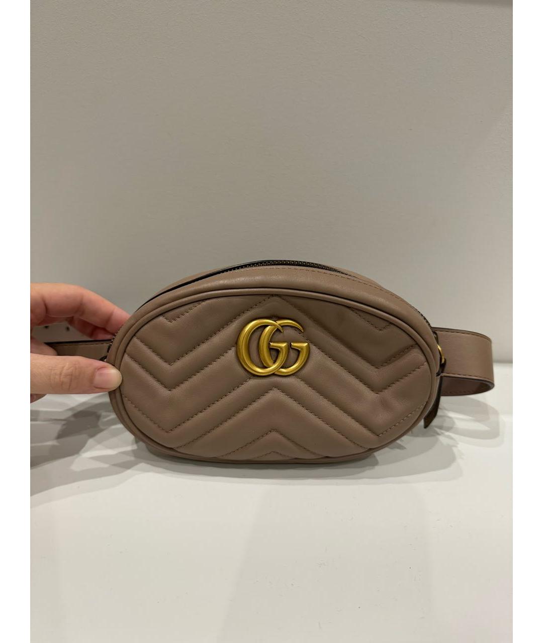 GUCCI Бежевая кожаная поясная сумка, фото 2