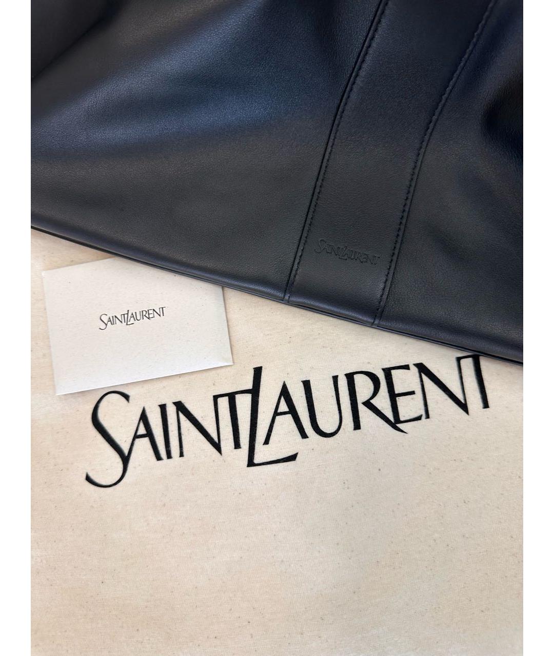 SAINT LAURENT Черная кожаная сумка тоут, фото 5