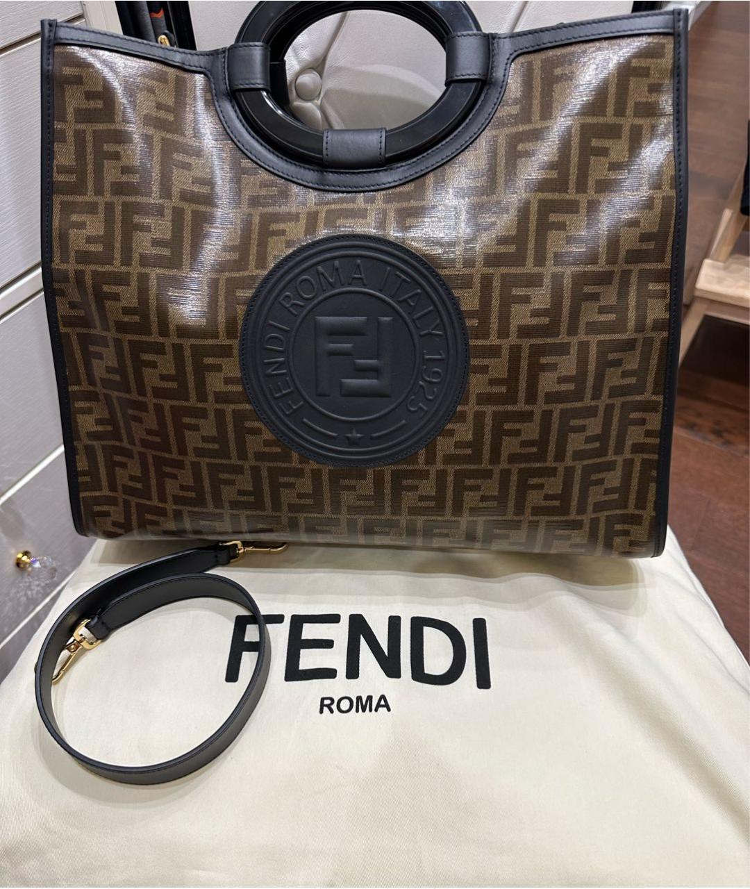 FENDI Коричневая сумка тоут, фото 2