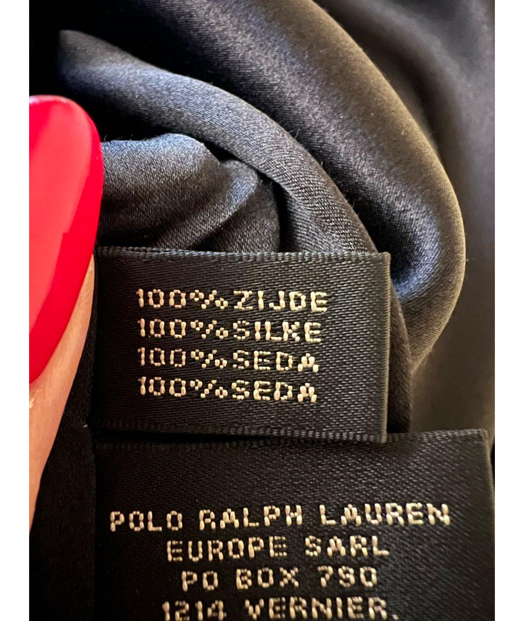 RALPH LAUREN Черная шелковая юбка миди, фото 5