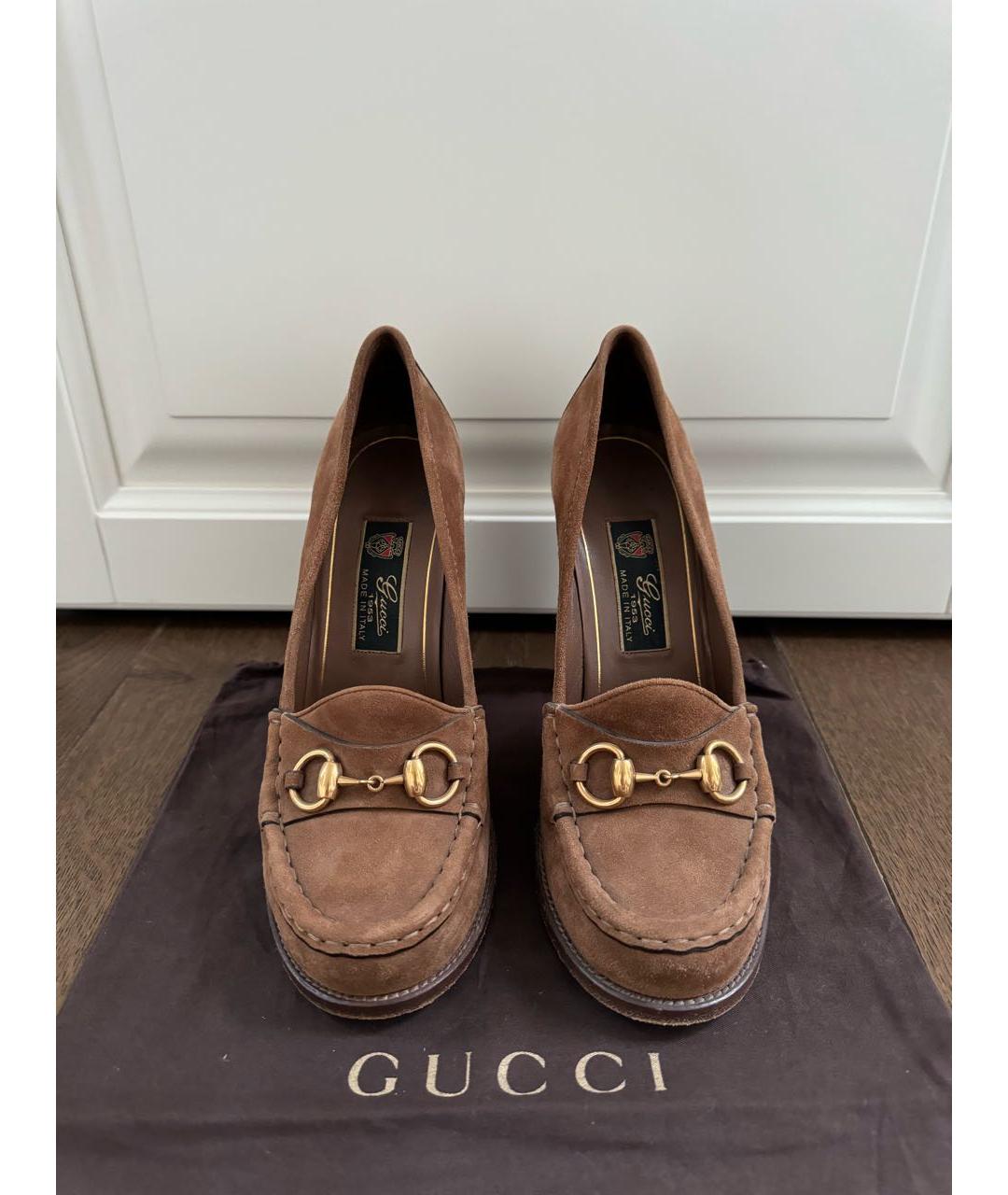 GUCCI Коричневые замшевые туфли, фото 2