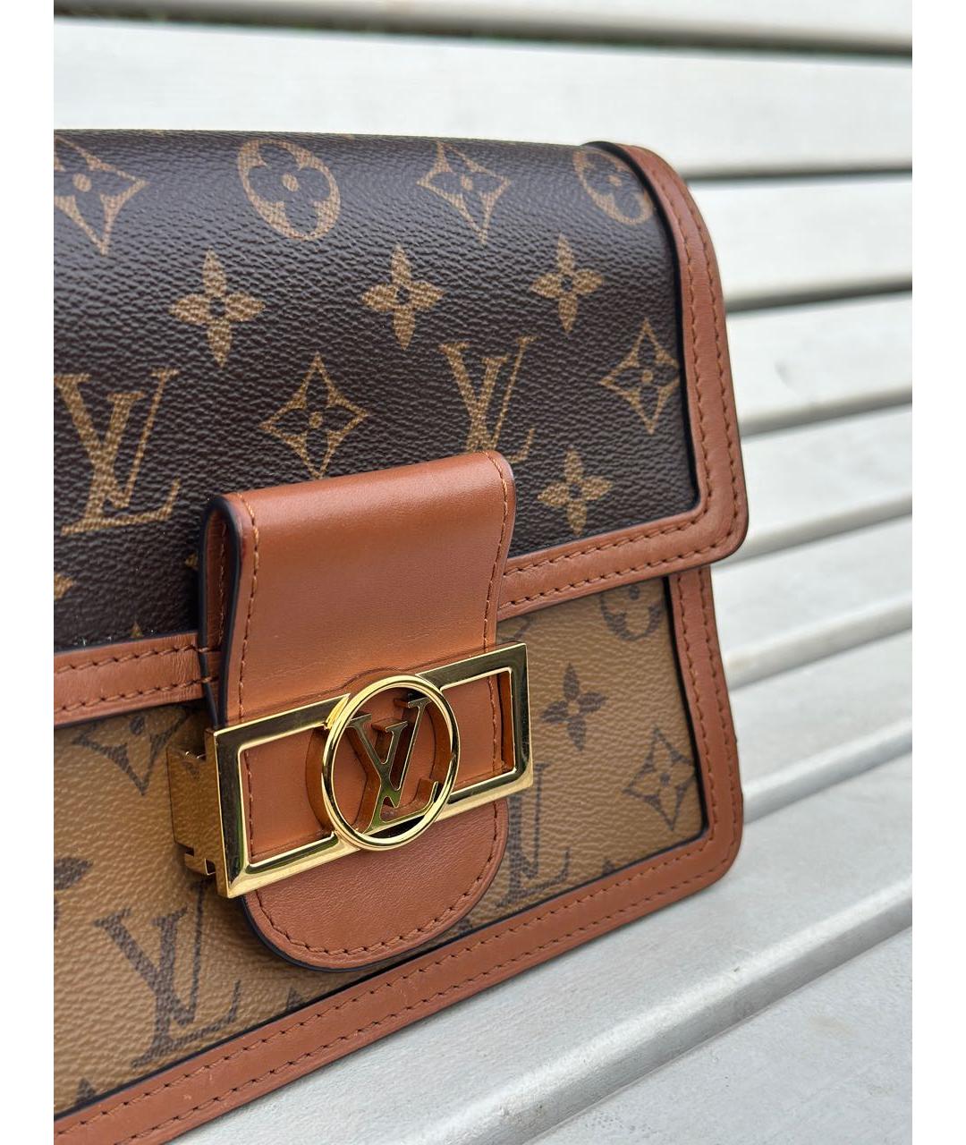 LOUIS VUITTON Коричневая кожаная сумка через плечо, фото 7