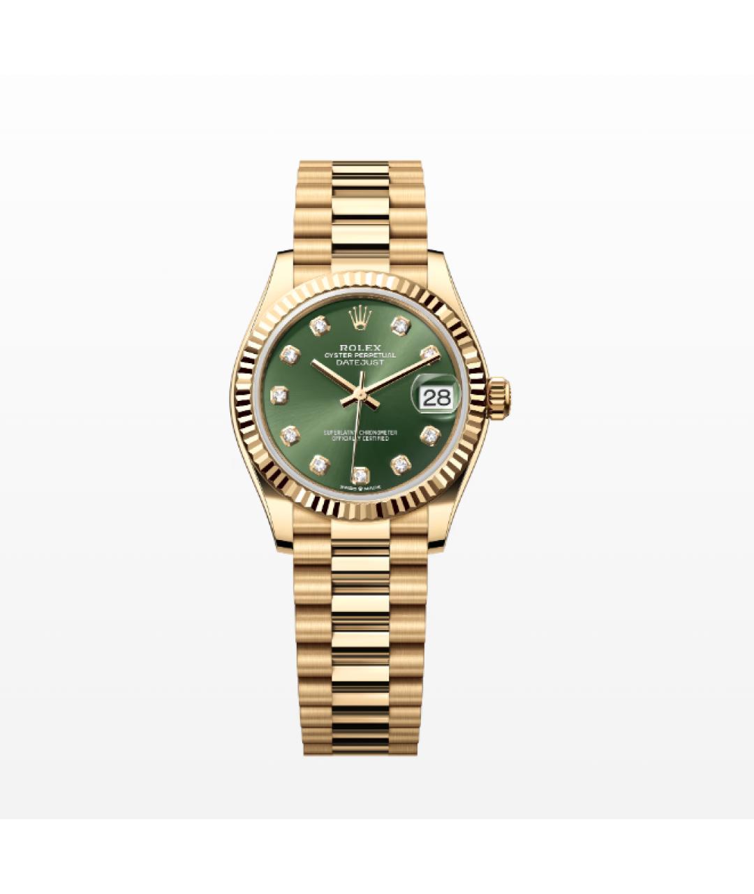 ROLEX Зеленые часы из желтого золота, фото 2