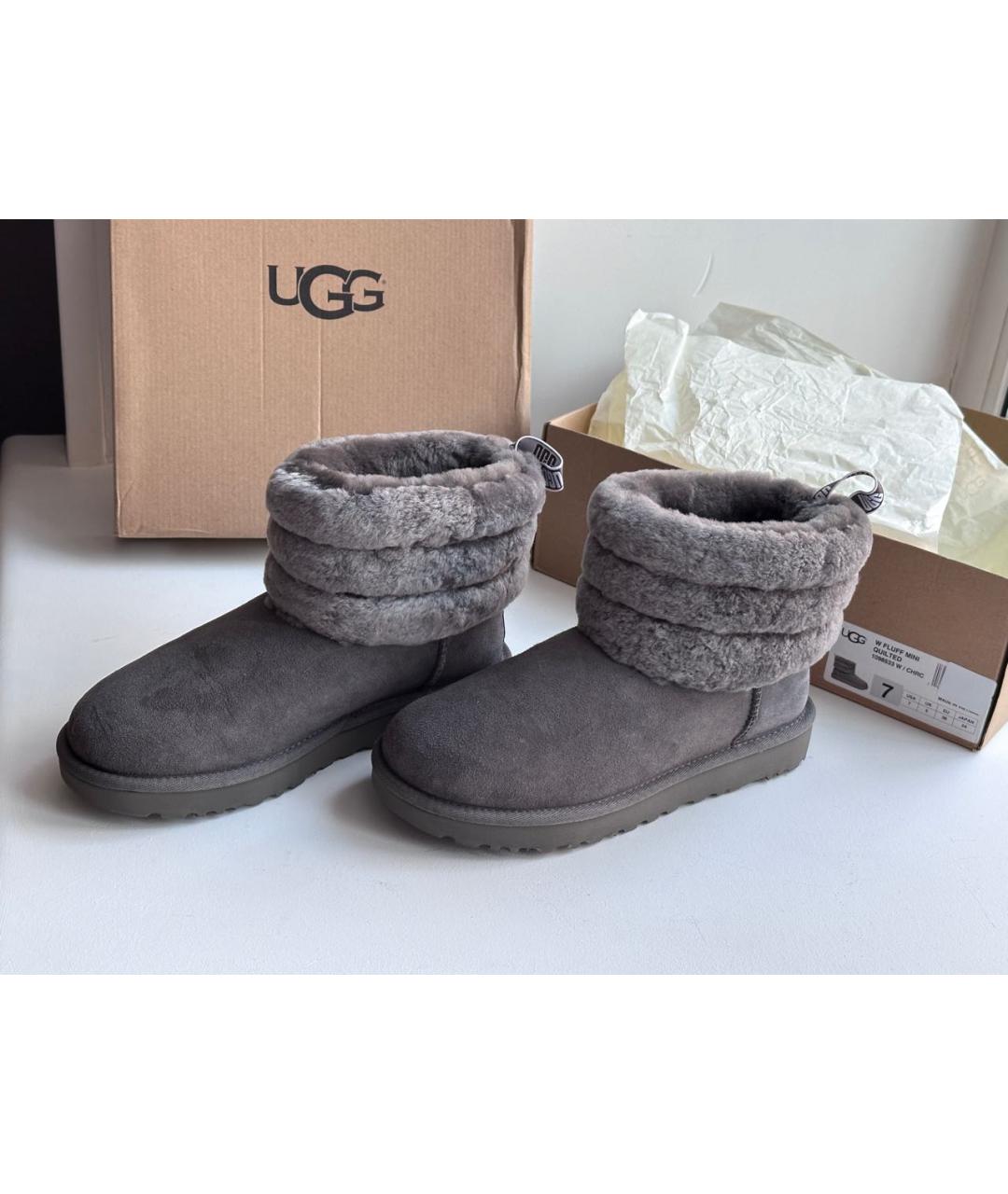 UGG AUSTRALIA Серые замшевые сапоги, фото 6