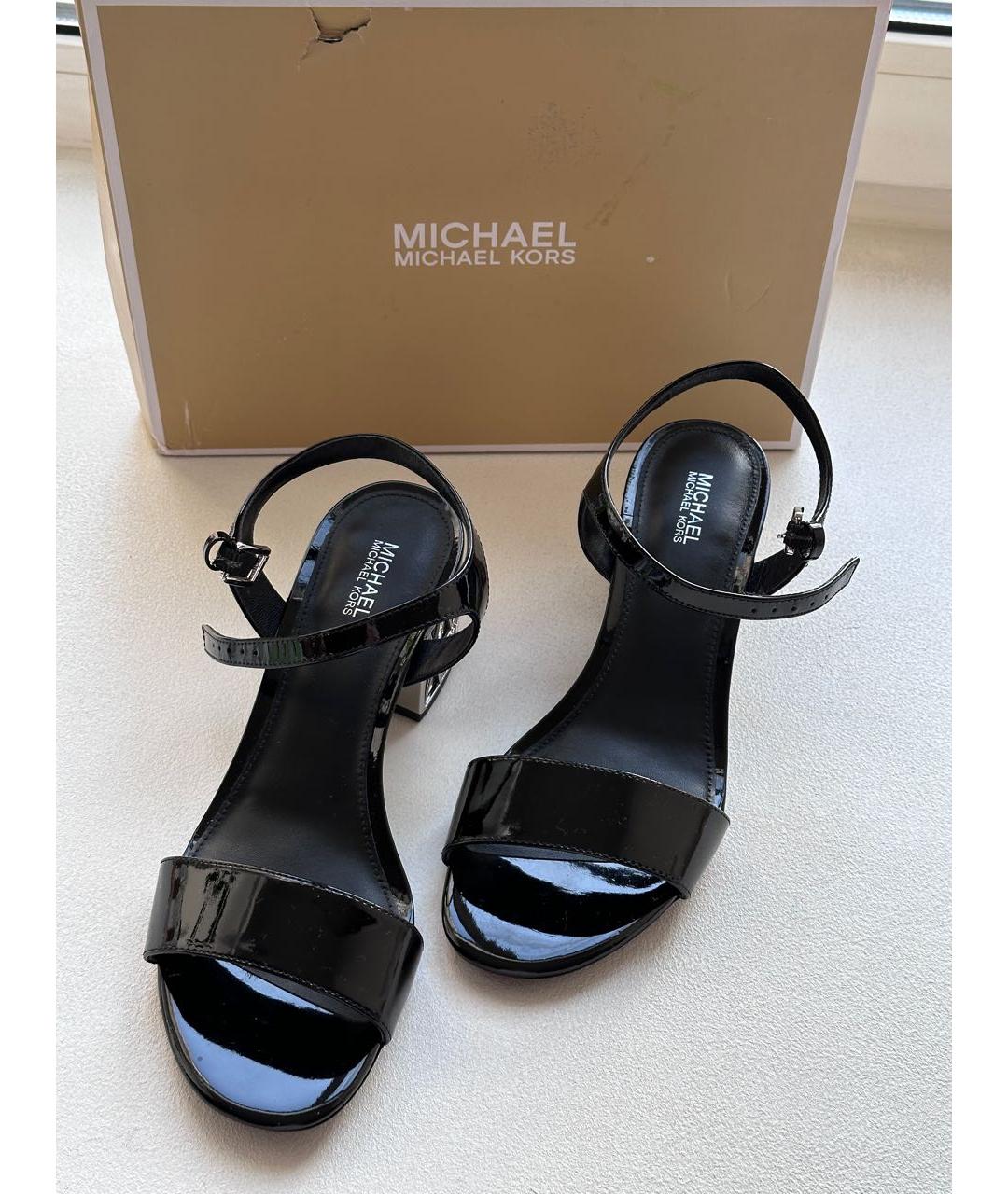 MICHAEL MICHAEL KORS Черные кожаные босоножки, фото 2