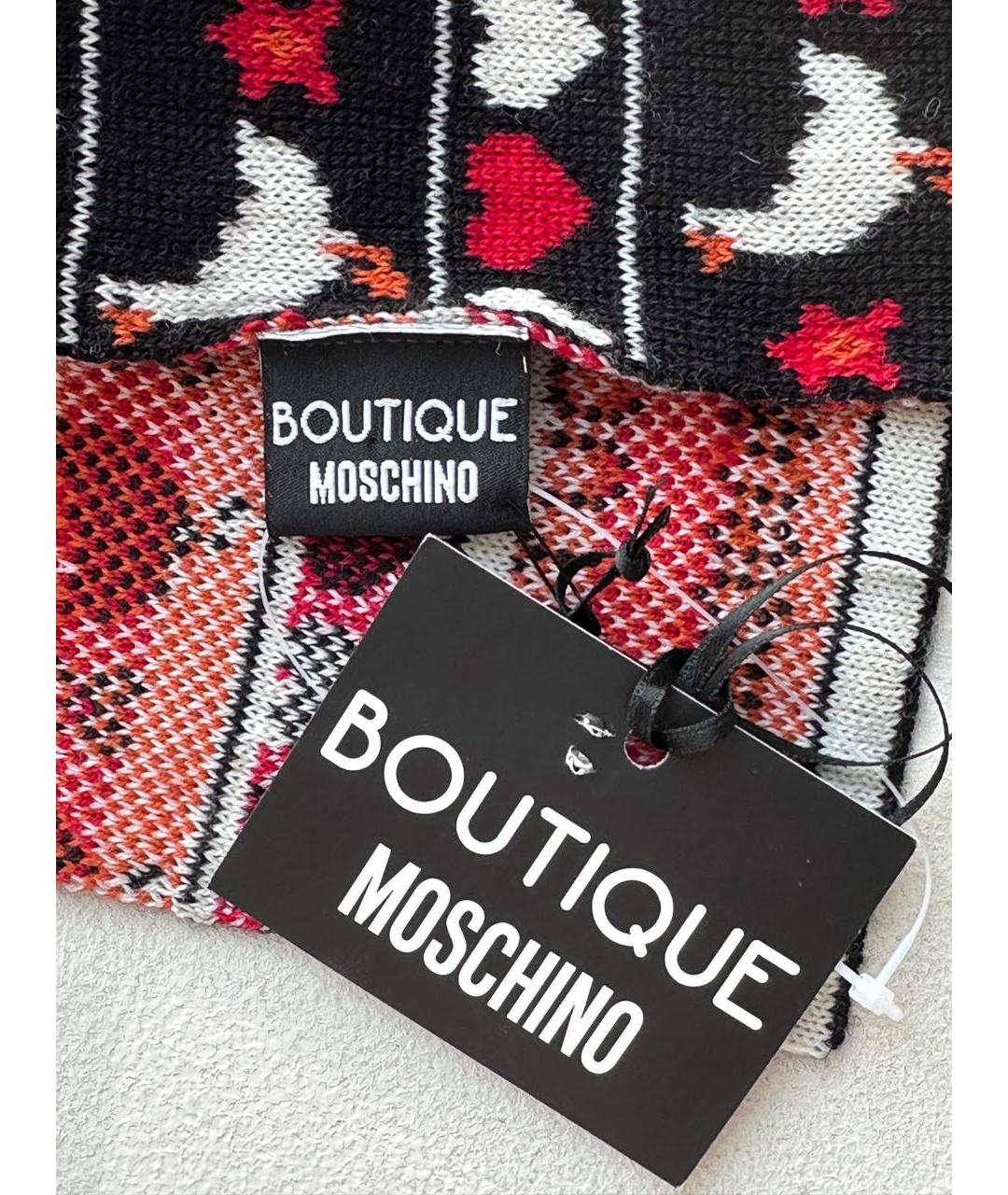 BOUTIQUE MOSCHINO Черный шерстяной шарф, фото 6