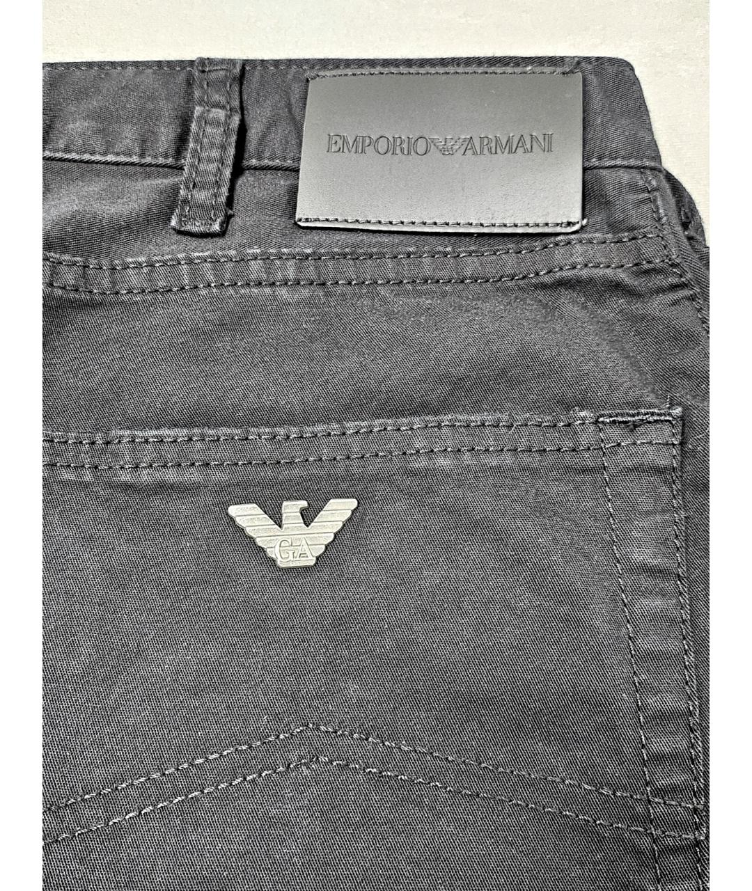 EMPORIO ARMANI Черные хлопковые прямые джинсы, фото 5