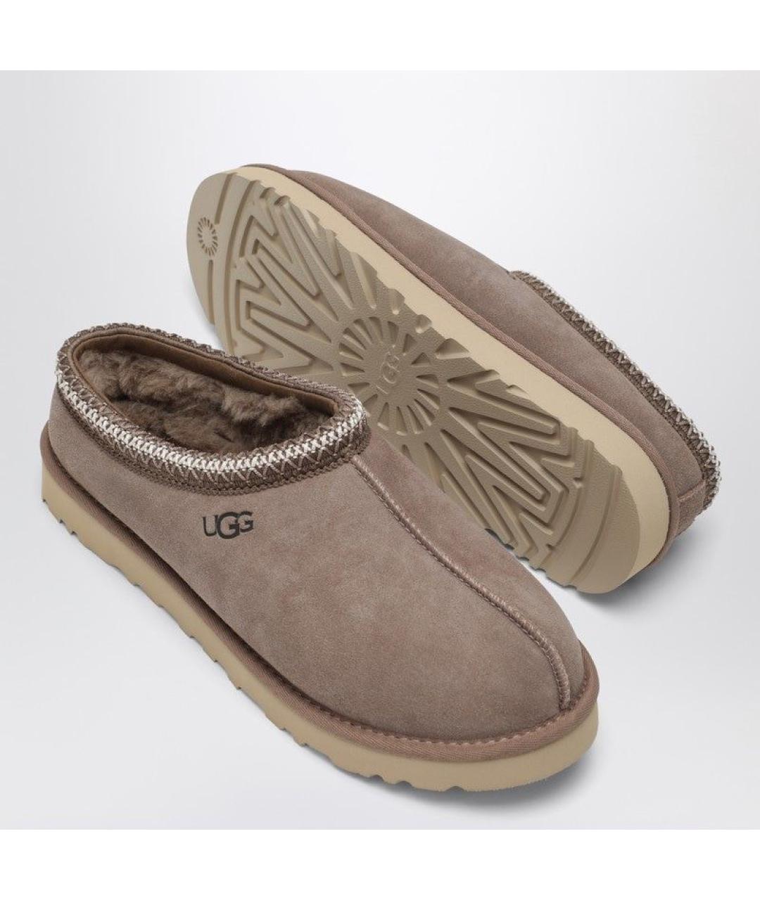 UGG AUSTRALIA Коричневые кожаные шлепанцы, фото 5