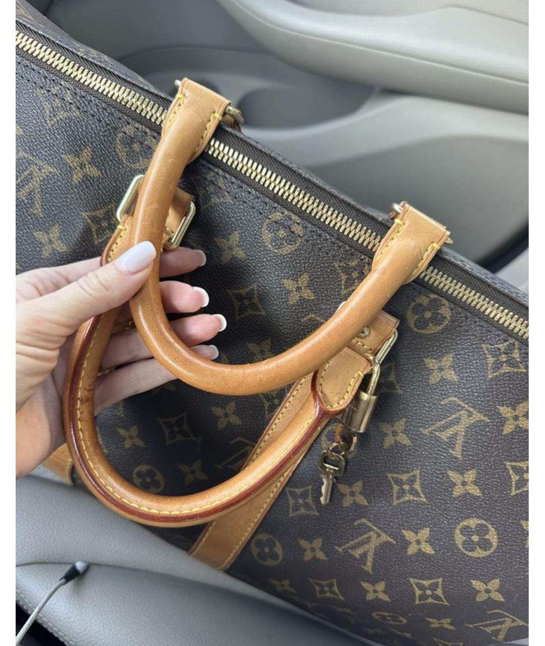 LOUIS VUITTON Коричневая кожаная дорожная/спортивная сумка, фото 3