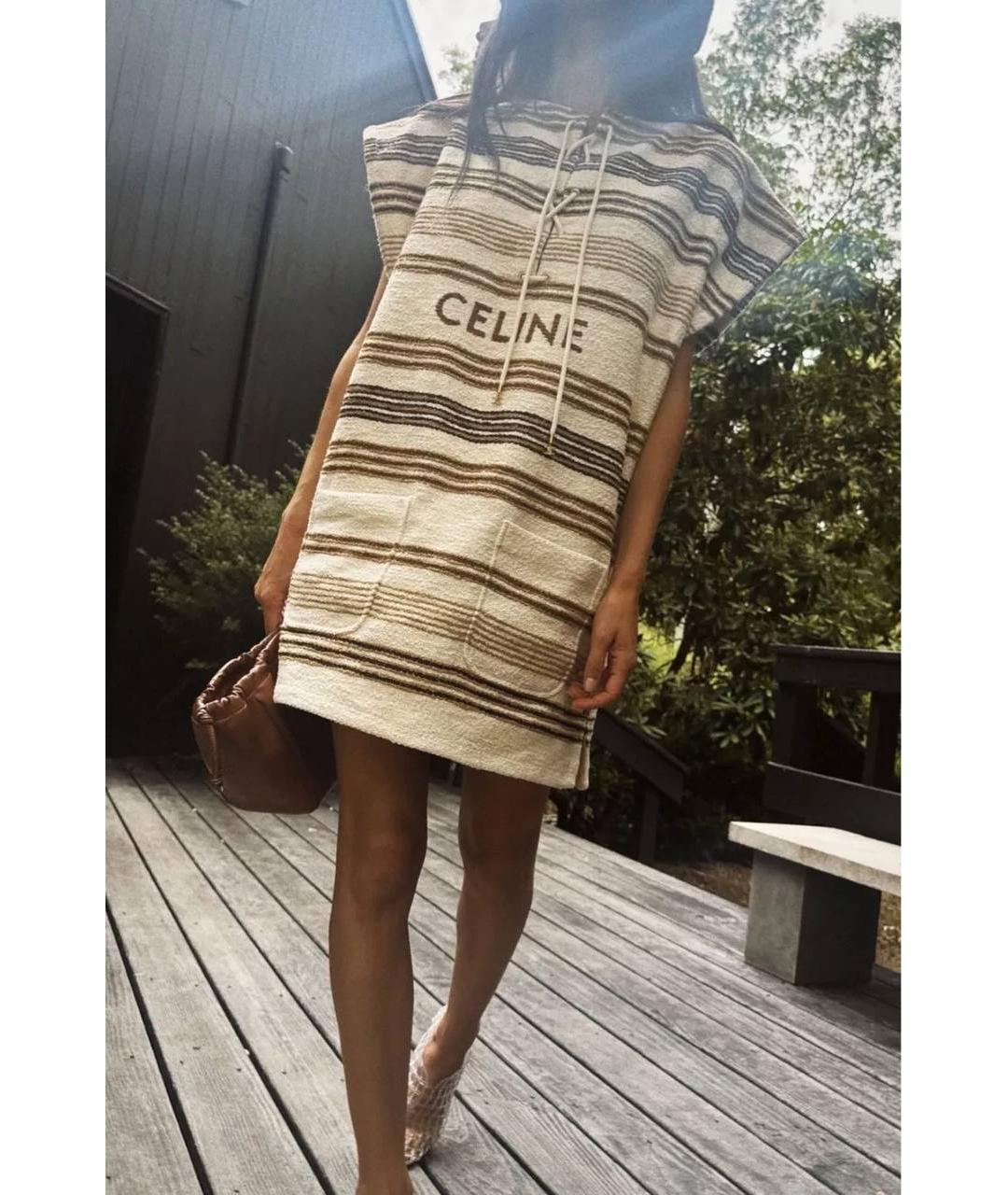 CELINE Бежевое хлопковое повседневное платье, фото 7
