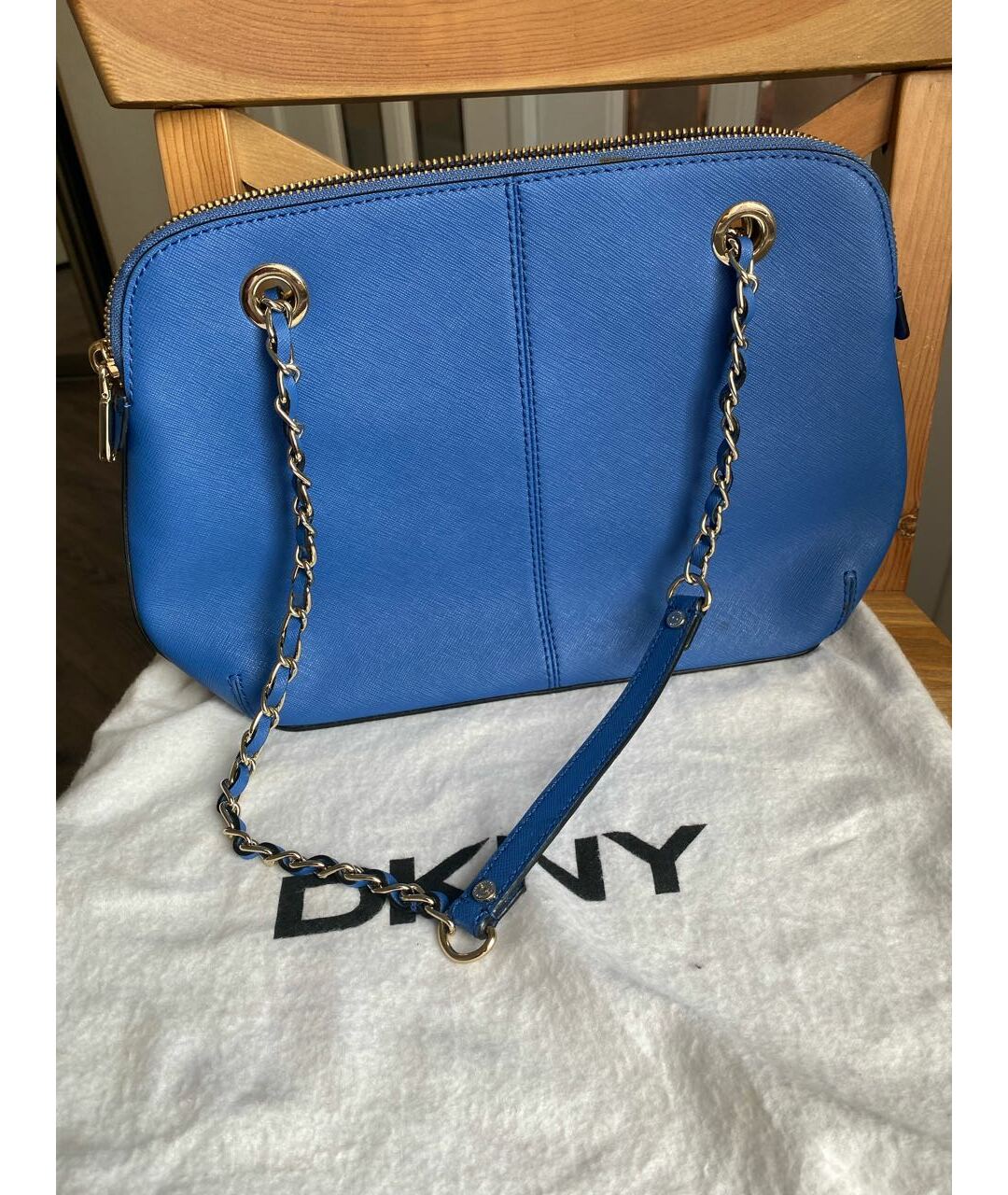 DKNY Синяя кожаная сумка тоут, фото 3