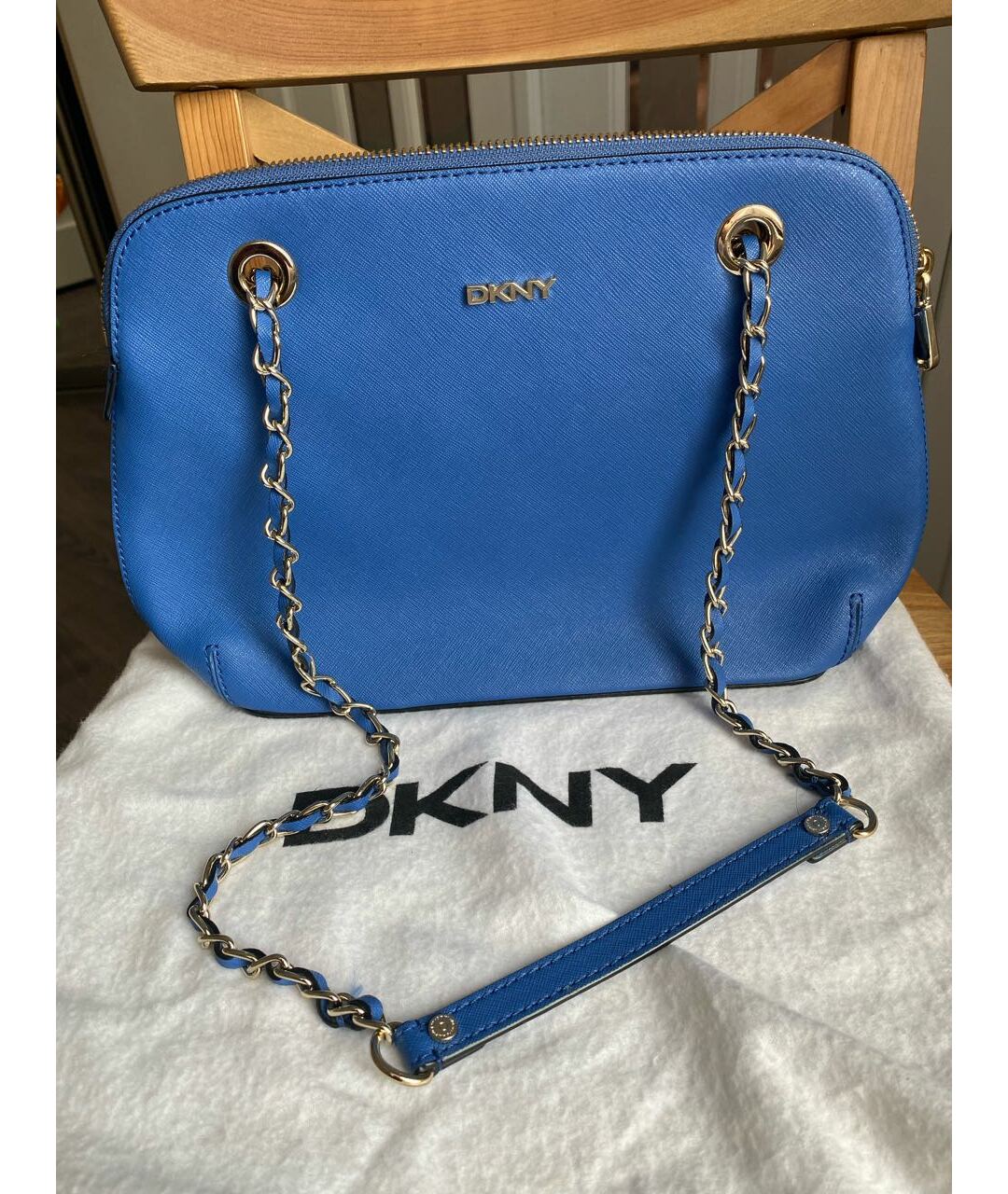 DKNY Синяя кожаная сумка тоут, фото 9