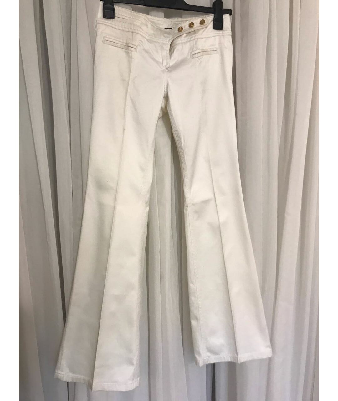 ROBERTO CAVALLI Белые хлопко-эластановые брюки широкие, фото 4
