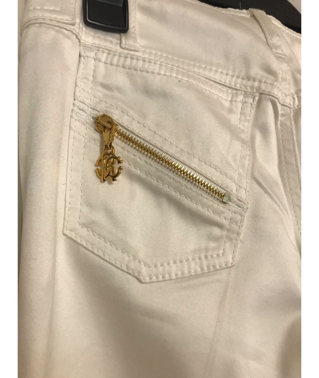 ROBERTO CAVALLI Белые хлопко-эластановые брюки широкие, фото 2