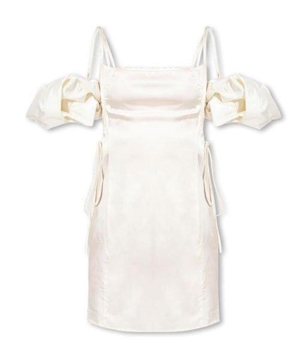 JACQUEMUS Белое вискозное коктейльное платье, фото 4