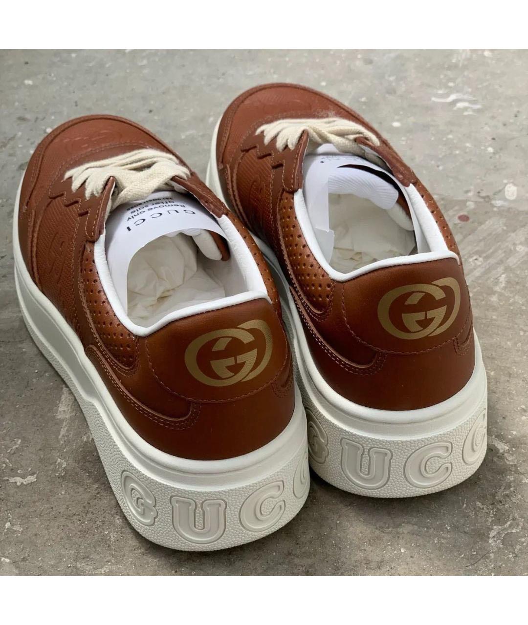 GUCCI Коричневые кожаные кроссовки, фото 4