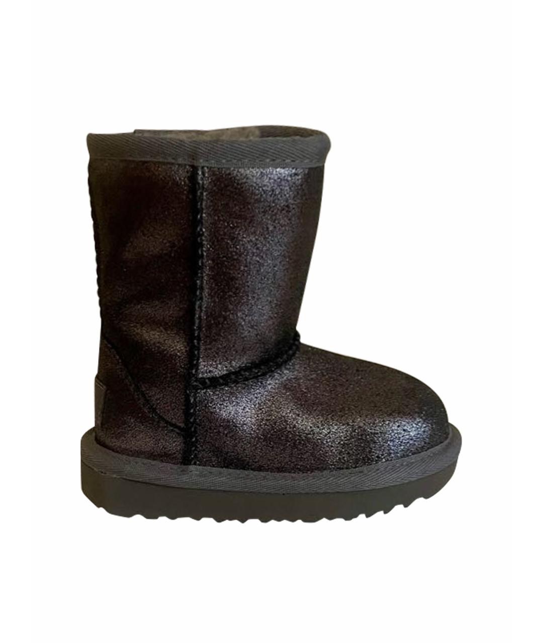 UGG AUSTRALIA KIDS Антрацитовые кожаные сапоги, фото 1