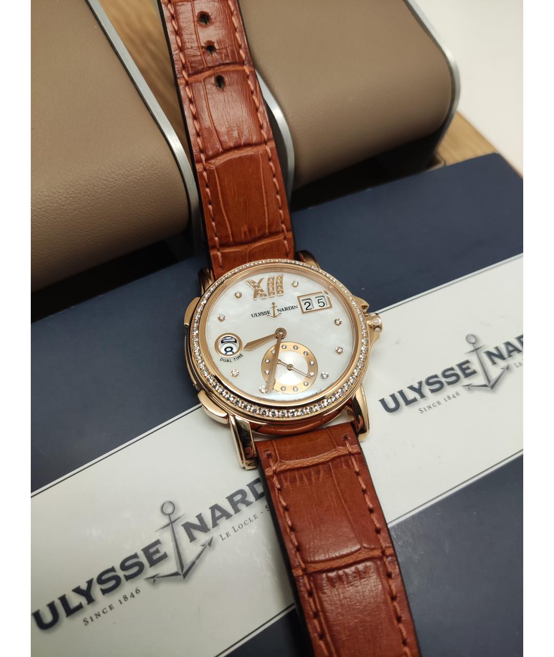 Ulysse Nardin Коричневые часы из розового золота, фото 2