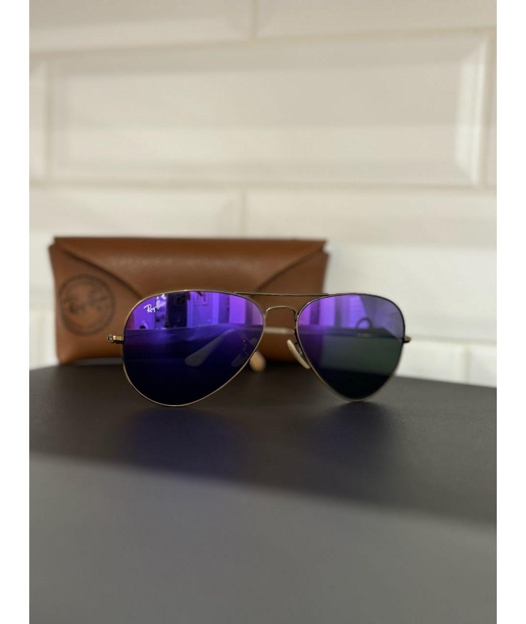 RAY BAN Фиолетовые металлические солнцезащитные очки, фото 5