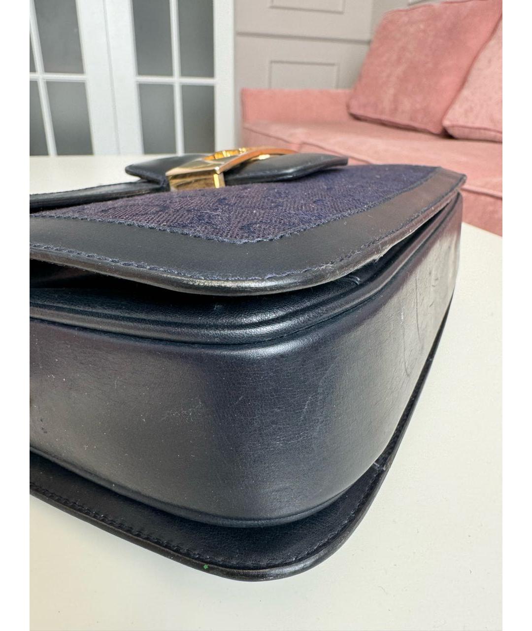CELINE Темно-синяя кожаная сумка с короткими ручками, фото 7