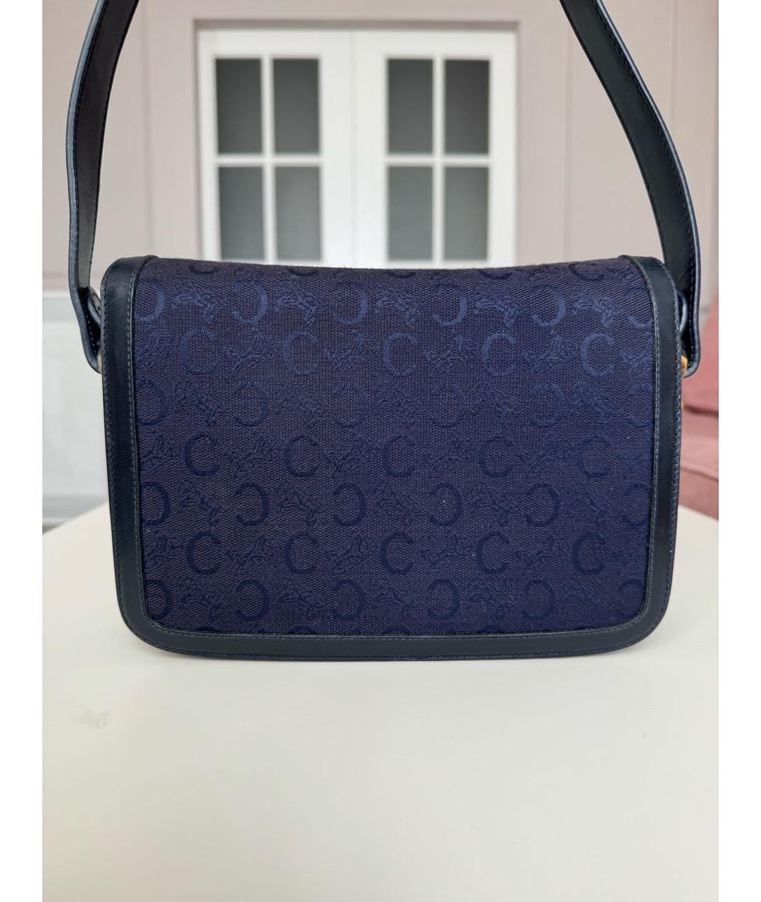 CELINE Темно-синяя кожаная сумка с короткими ручками, фото 3