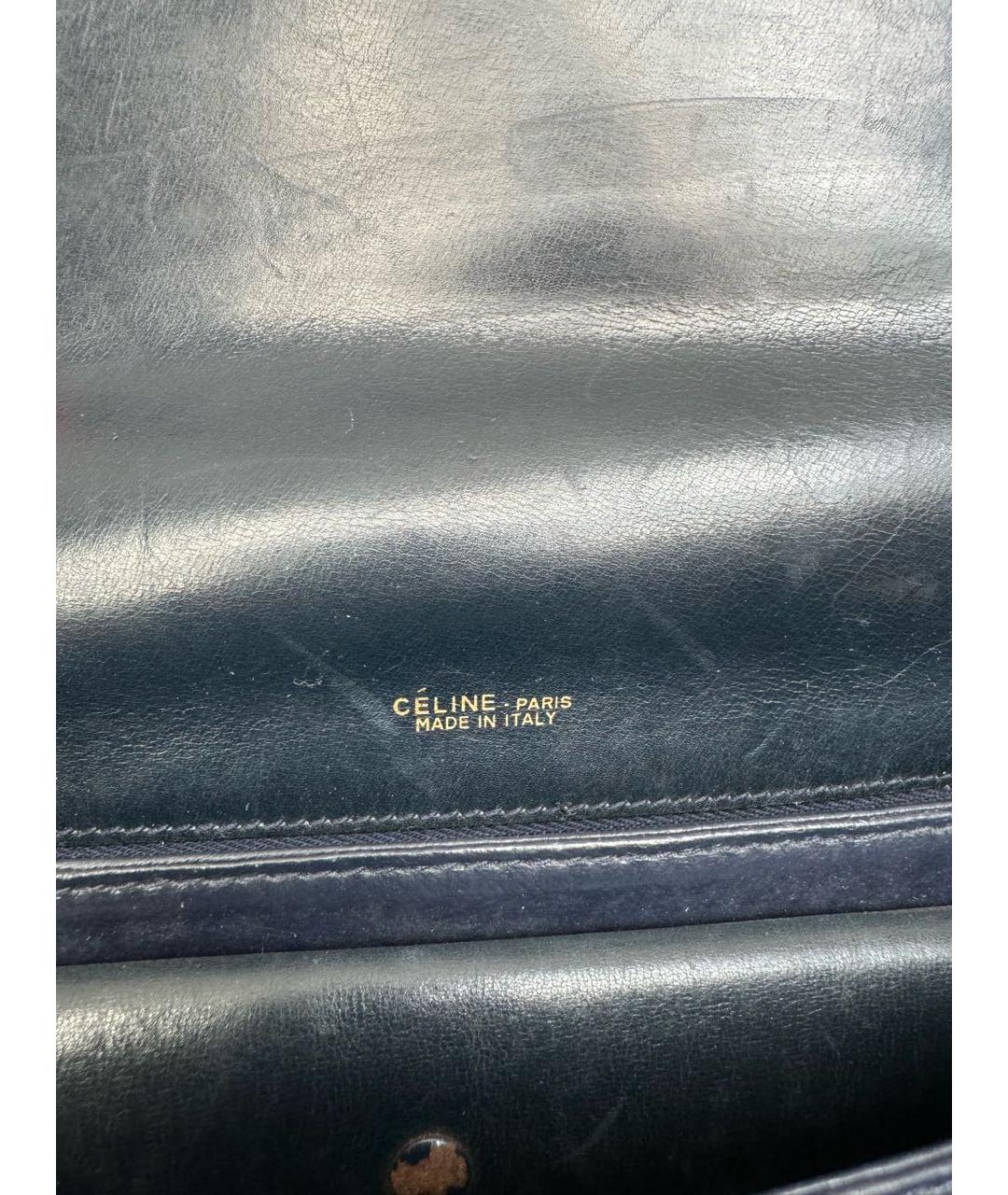 CELINE Темно-синяя кожаная сумка с короткими ручками, фото 6