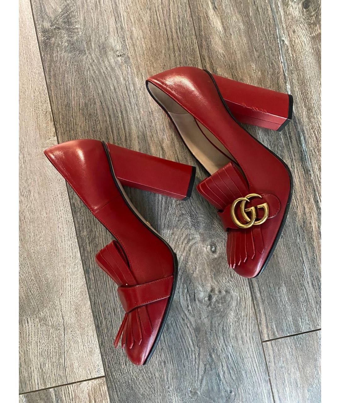 GUCCI Красные кожаные туфли, фото 5